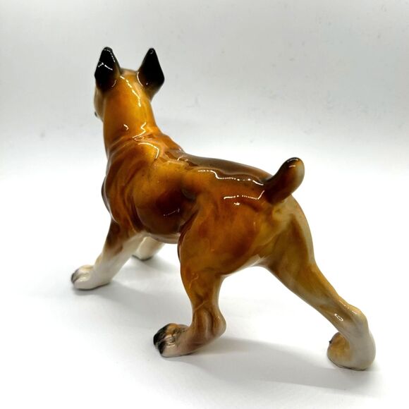 Antique Vintage MCM Brown Porcelain 7.5"Boxer Dog Figurine Stamped Japan - Picture 4 of 7